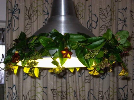 kerst versiering lamp tuin takken