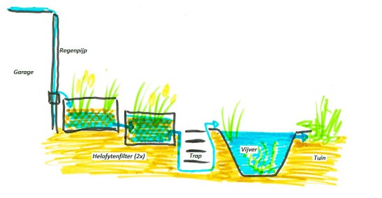 Schematische weergave vijver